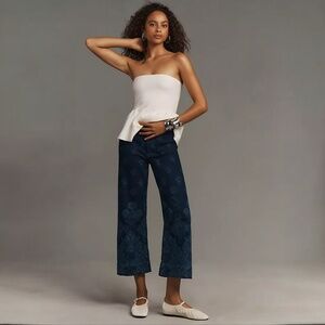 Maeve Anthropologie Floral Colette Wide Leg Cropped Jeans 31